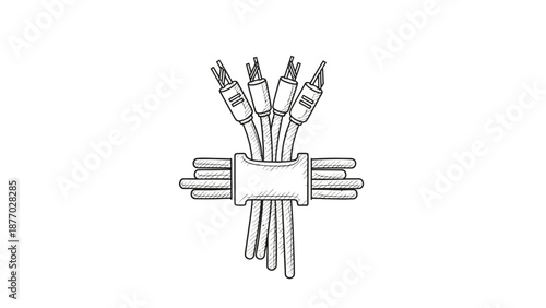 Multiple Audio Cables Connected Together.