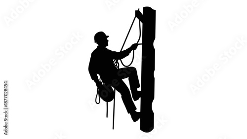 Man Climber Silhouette Rope Equipment Safety.