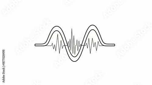 Simple Line Art Sound Wave Illustration.