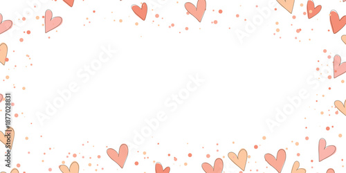 Valentine's Day template vector illustration, card, banner. Hand drawn lettering and calligraphy with cute hearts on pink background. Valentine's day concept.