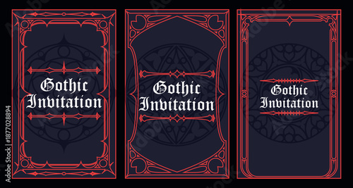 Gothic Invitation Design with Sacred Geometry Frame and Ancient Vintage Elements. Vector Illustration EPS 10
