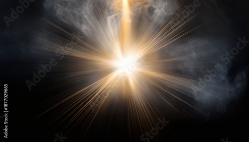 God Rays On A Black Background Easy Overlay Graphic Light Burst On Smoke Environment