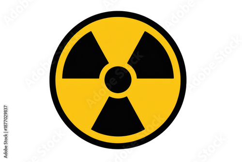 Yellow radiation symbol warning isolated on a transparent background