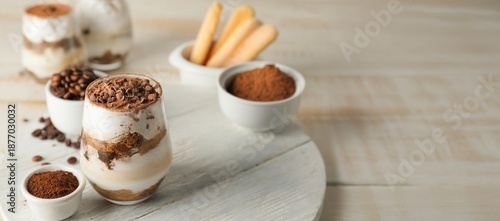 Sweet tasty tiramisu on tab...