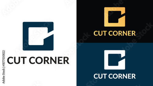 Cut Corner Abstract Square Logo – Modern Minimal Corporate and Technology Branding