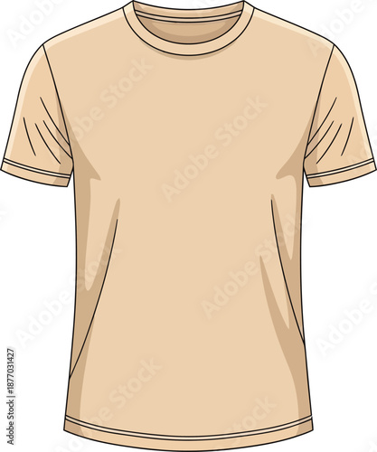 A simple beige t-shirt on a white background