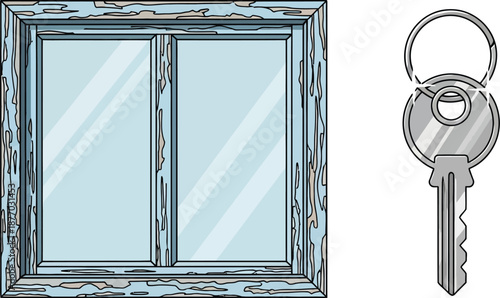 An illustration of a window with a key, symbolizing access and security.
