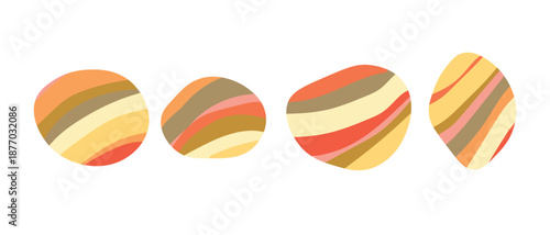 Geometric hand-drawn ethnic symbols, art icon. Aboriginal tribal rounded ornament. Afican, australian motiph. Dots painting. Vector illustration, template design for cloth, card, fabric.