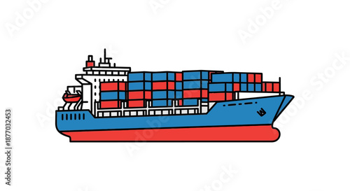 Container Ship with Cargo Containers on Deck.