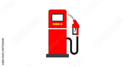 Red Gas Pump with Fuel Nozzle.