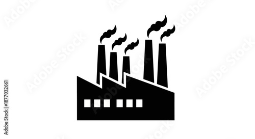 Industrial Factory Illustration with Smoking Chimneys.