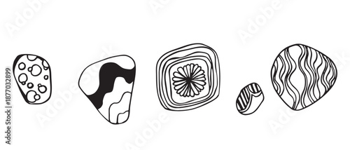 Geometric hand-drawn ethnic symbols, art icon. Aboriginal tribal rounded ornament. Afican, australian motiph. Dots painting. Vector illustration, template design for cloth, card, fabric.