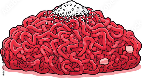 An illustration of the human intestines with a pile of fiber on top for digestive health