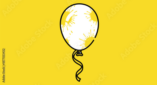 A simple illustration of a white balloon on a bright yellow background
