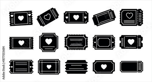 Ticket Icons Set Flat Vector Illustration for Event Sale Label Design