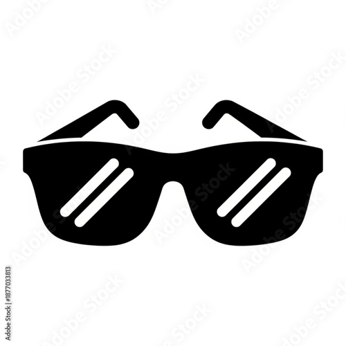 A black sunglasses icon with white lines on the lenses