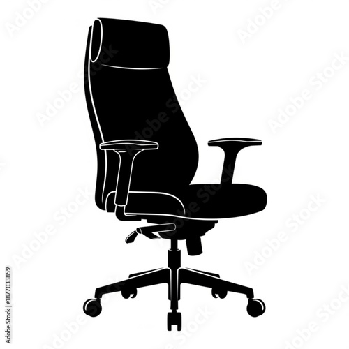 Black office chair with adjustable armrests and wheels
