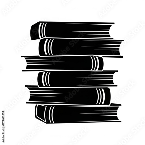 Stack of black books with white lines