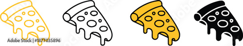 pizza icon collection with cheese drip and topping variations