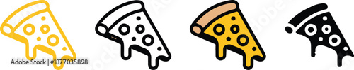 pizza slice icon set four color variations for branding