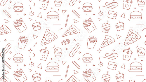 fast food line art vector pattern for packaging and branding use