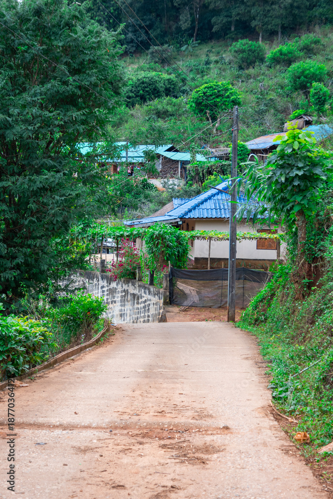 Fototapeta premium Mountain village of Pa Tueng, in northern Thailand, near the Laotian border