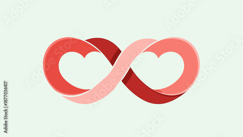 Interconnected hearts forming an infinity symbol representing eternal love and affection in a simple graphic illustration