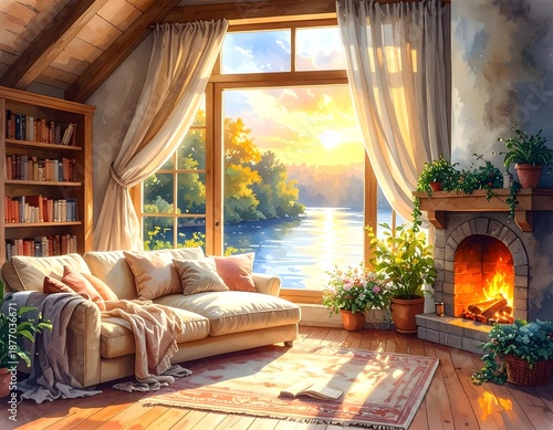living room with fireplace