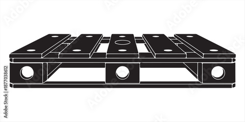 Black plastic pallet with four way entry Vector