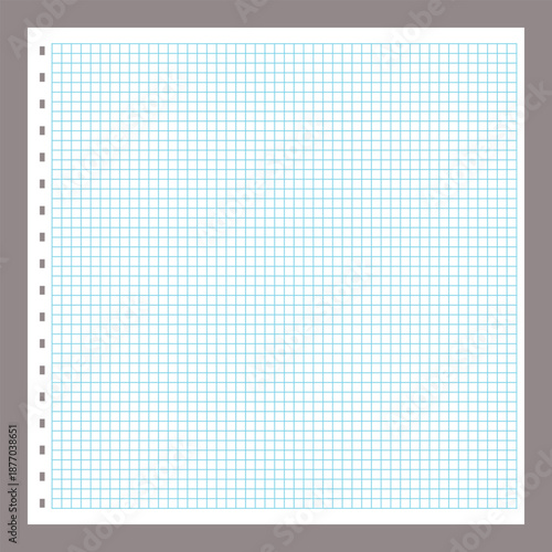 Grid paper. Lined sheet of abstract squared background with color graph. Geometric pattern for school, wallpaper, textures, notebook. Checkered blank on white background.