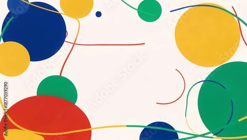 Colorful Abstract Balloons and Swirling Lines in Dynamic Motion.