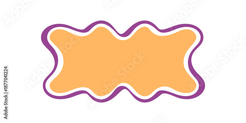 Groovy retro orange frame with wavy border as a cartoon graphic style abstract shape. Funky y2k background, modern graphic element with vibrant color for trendy art and pop inspired design