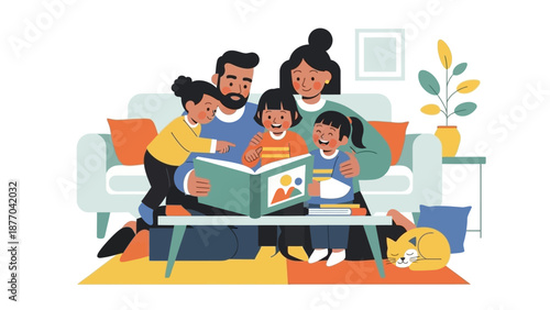 All the Family Feels Emotional Human Experience Sharing Story Time Together