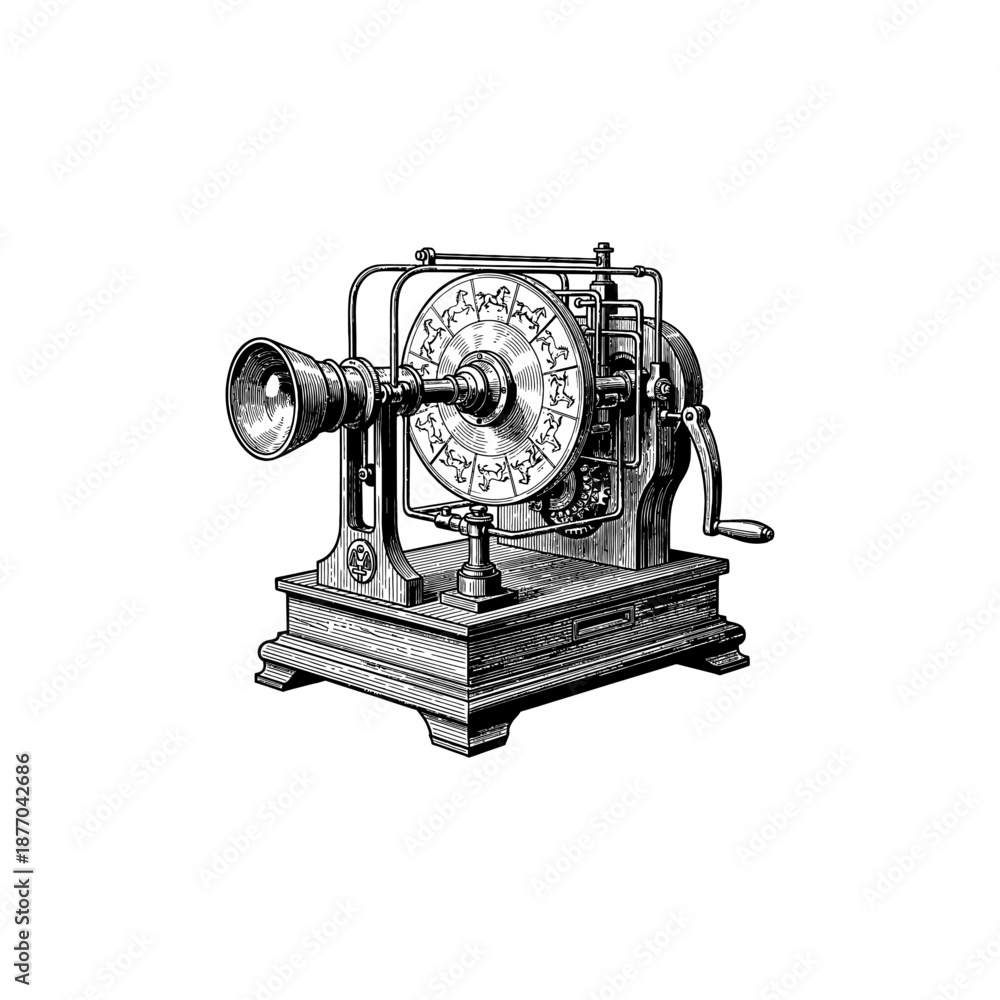 Fototapeta premium Vintage zoopraxiscope engraving.