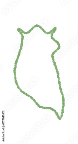 Wavy chalk contour forms a speech balloon with a round bubble outline. Soft green tone, message and chat concept for comment, talk or quote. Simple hand drawn graphic for social or media design.