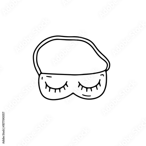 Hand drawn black and white doodle sleep mask icon