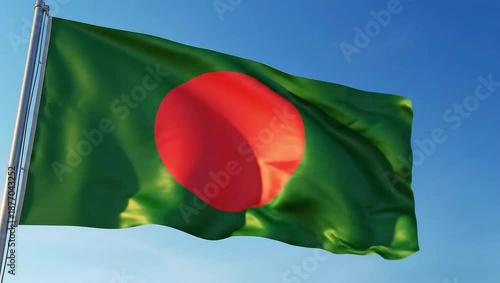 Wallpaper Mural National flag of Bangladesh waving in the wind against a clear blue sky from a frontal viewpoint Torontodigital.ca
