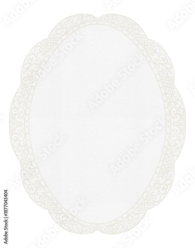 Hand draw watercolor lace frame with white elegant motives, isolated on white background