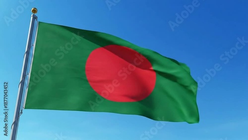 Wallpaper Mural National flag of Bangladesh waving in the wind against a clear blue sky, symbolizing freedom and national pride Torontodigital.ca