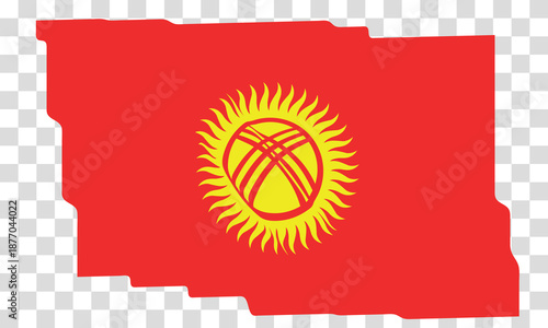 Waving Flag of Kyrgyzstan. Kyrgyz national symbol in official colors. Template icon. Abstract vector background. Fluttering effect.