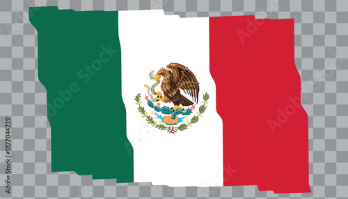 Flag of Mexico. National symbol in official colors. Template icon. Vector background. Fluttering effect.