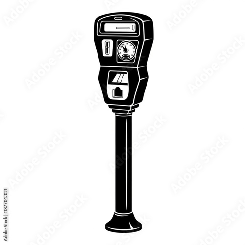 Black and white illustration of a parking meter