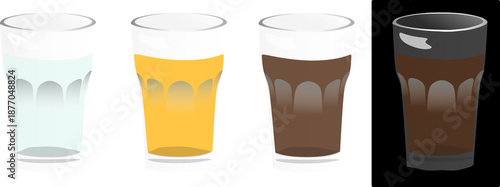 Photos Long drink glasses with water, cola, orange soda  - png, isolated, transparent b