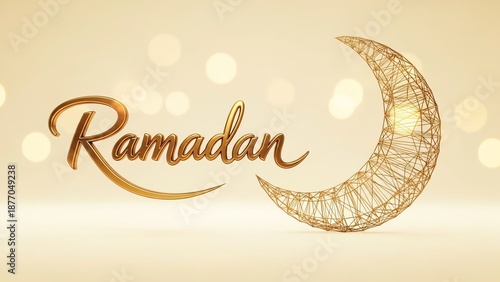 Ramadan greeting with crescent moon illustration