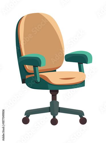Office chair with  wheels. Flat vector clipart, illustration with isolated background.