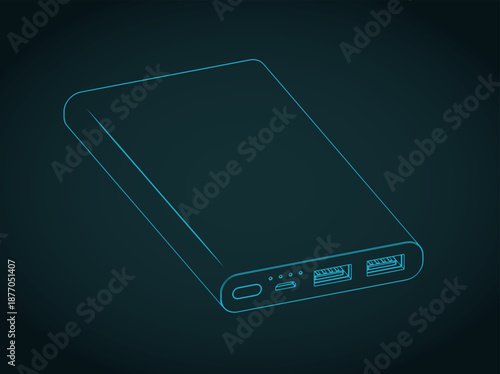 Power bank isometric blueprint