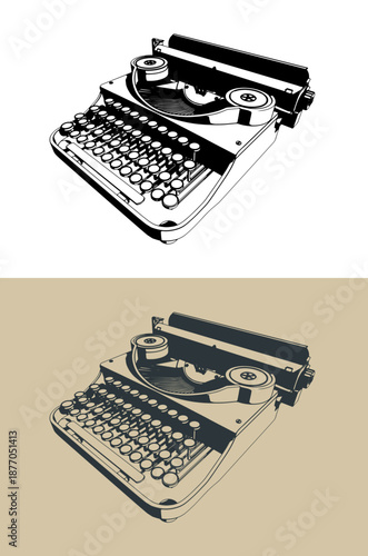 Retro typewriter illustrations