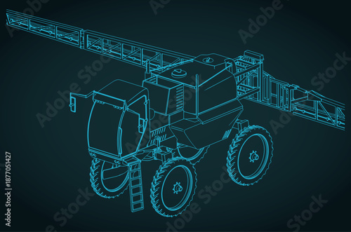 Self-propelled sprayer isometric blueprint