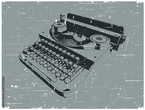 Vintage typewriter retro poster