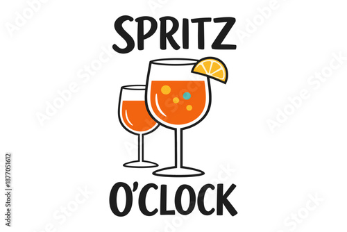 Colorful aperol spritz cocktails with orange slice illustration